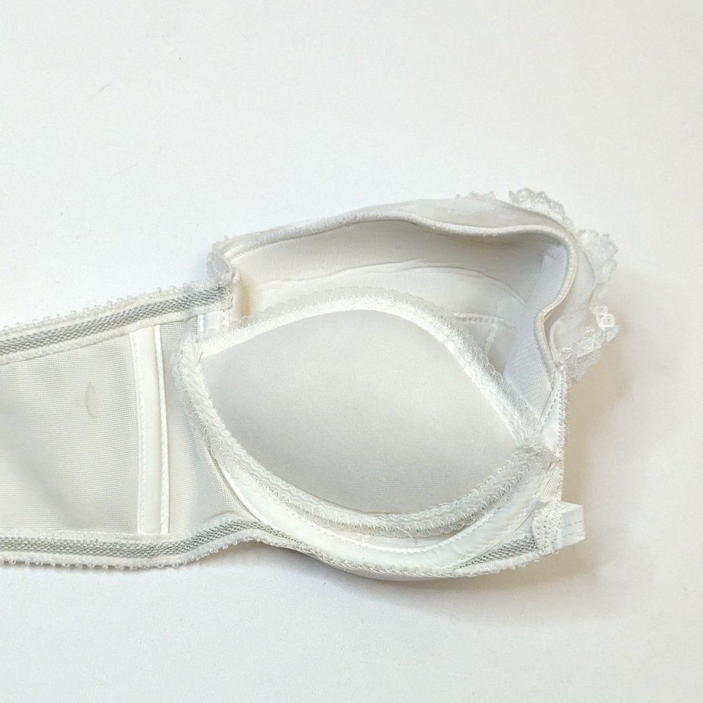 Vintage Frederick's of Hollywood Bridal White Strapless Push-Up Bra White Sz 36D - Picture 3 of 4